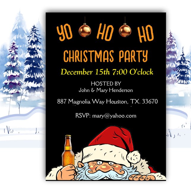Invitation Yo Ho Ho Boire Père Noël Christmas Party Invitatio (Créateur téléchargé)