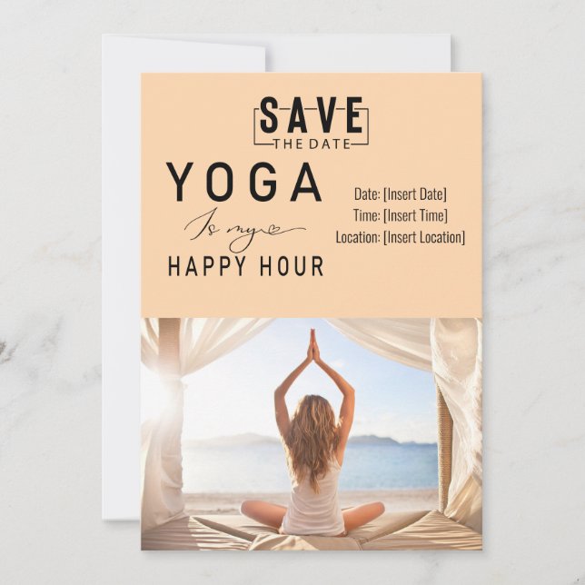 Invitation Yoga est mon happy hour Femme posant yoga (Devant)