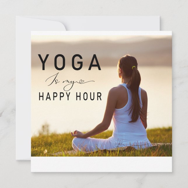 Invitation Yoga est mon happy hour Femme posant yoga (Devant)