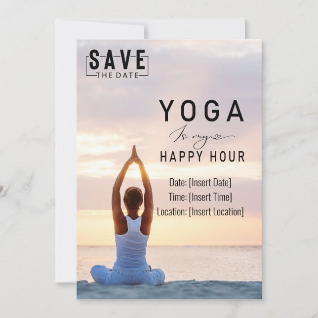 Invitation Yoga est mon happy hour Femme posant yoga (Devant)