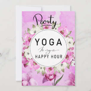 Invitation Yoga happy hour avec eau d'orchidée violette rose