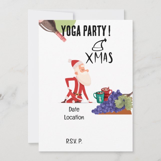Invitation Yoga Noël Père Noël instructeur (Devant)