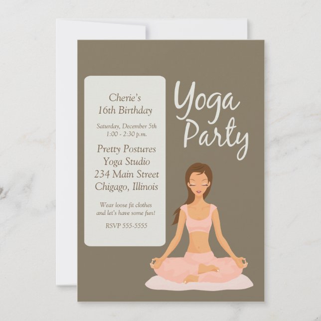 Invitation YOGA PARTY Anniversaire Exercice Stretching Invita (Devant)