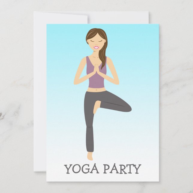 Invitation Yoga Woman in Tree Pose Yoga Party (Devant)