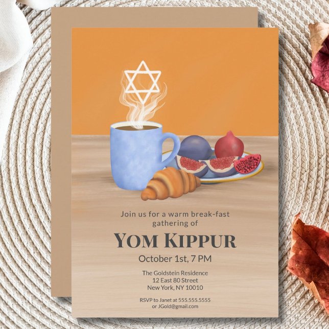 Invitation Yom Kippour : le repas qui rompt le jeûne : café,  (Créateur téléchargé)