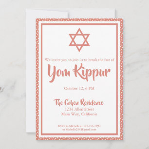 Invitation Yom Kippur Juif Rompre Le Dîner Rapide