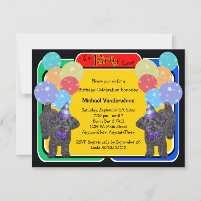 Invitation Yorkie Poo Anniversaire Barker (Devant)