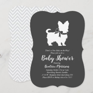 Invitation Yorkshire Terrier Chien Baby Douche Genre Neutre