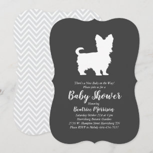 Invitation Yorkshire Terrier Chien Baby Douche Genre Neutre