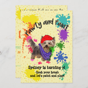 Invitation Yorkshire Terrier Fun Art Birthday Party Invitatio