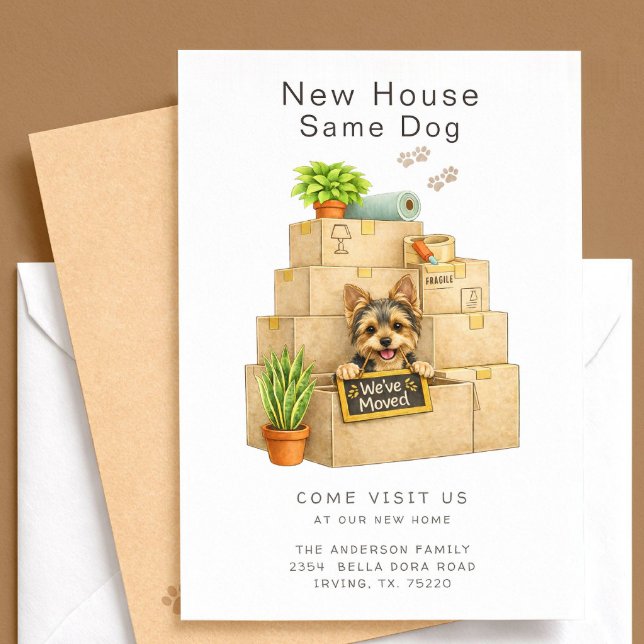 Invitation Yorkshire Terrier New House Moving Announcement (Créateur téléchargé)
