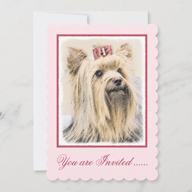 Invitation Yorkshire Terrier Peinture - Cute Original Chien A (Devant)