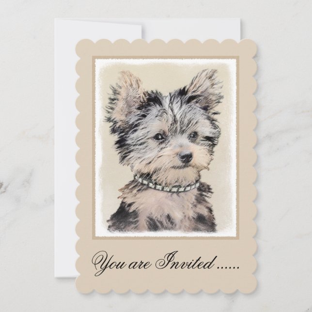 Invitation Yorkshire Terrier Puppy Peinture Chien original (Devant)