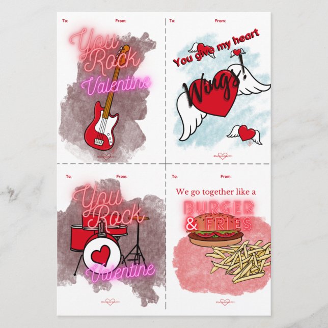 Invitation You Rock Cut & Share Kids Valentine's Day Cards (Devant)