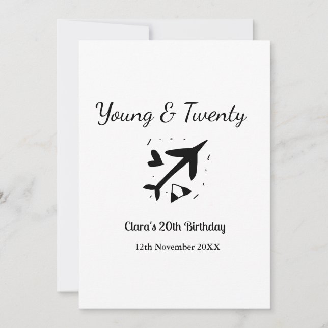 Invitation Young and twenty adventure happy birthday add name (Devant)