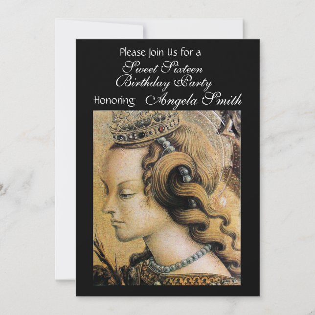 Invitation YOUNG PRINCESS SWEET 16 PARTY noir (Devant)