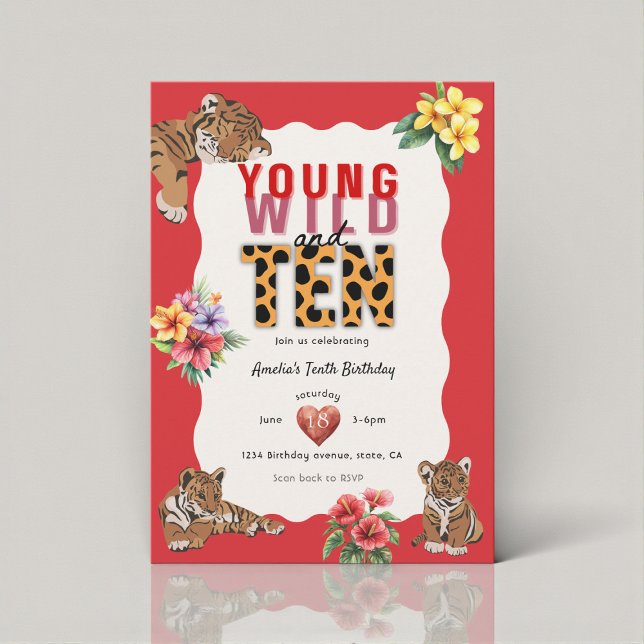 Invitation Young Wild and Ten Tiger Jungle Birthday (Créateur téléchargé)