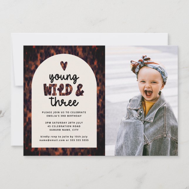 Invitation Young Wild and Three Jungle Photo 3e anniversaire (Devant)
