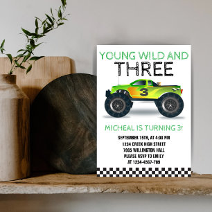Invitation Young Wild and Three Monster Truck Troisième anniv