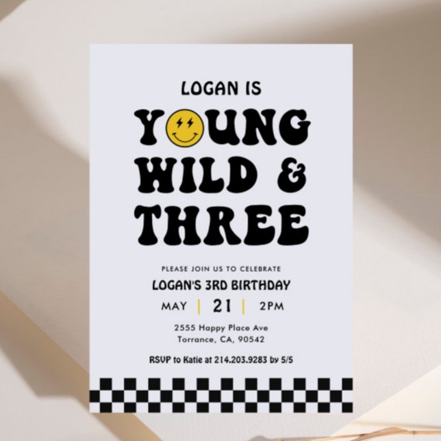 Invitation Young Wild et Three Boy 3e fête d'anniversaire (Créateur téléchargé)