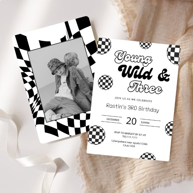 Invitation Young Wild et Three Retro Boys 3e anniversaire (Créateur téléchargé)