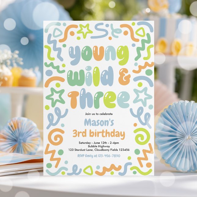 Invitation Young Wild & Three Ballon à confettis 3e Anniversa (Créateur téléchargé)