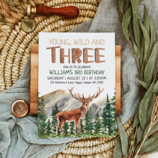 Invitation Young Wild & Three Deer Boys 3e anniversaire (Créateur téléchargé)