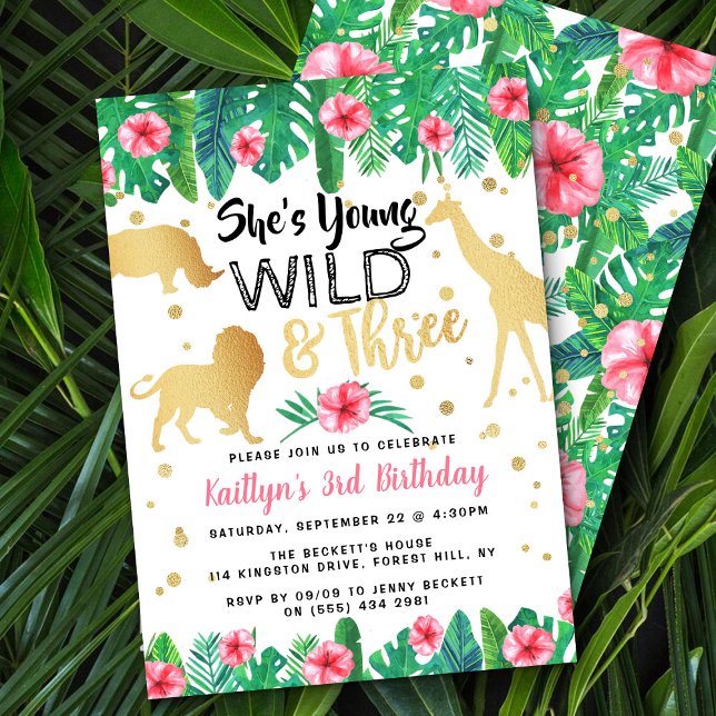 Invitation Young Wild & Three Girls 3e anniversaire Invitatio (Créateur téléchargé)