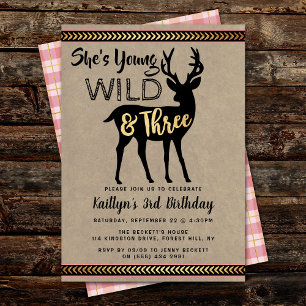 Invitation Young Wild & Three Girls 3e anniversaire Invitatio