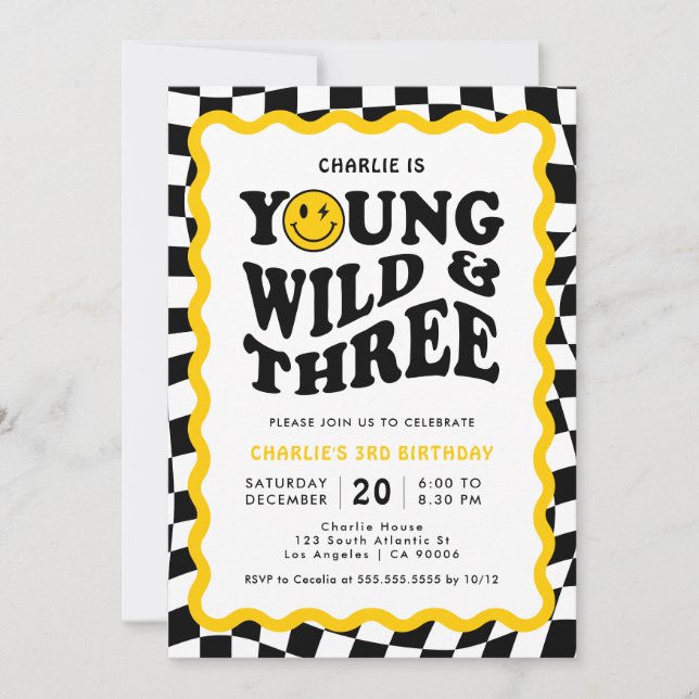 Invitation Young Wild & Three | Joyeux Anniversaire Garçon 3  (Devant)
