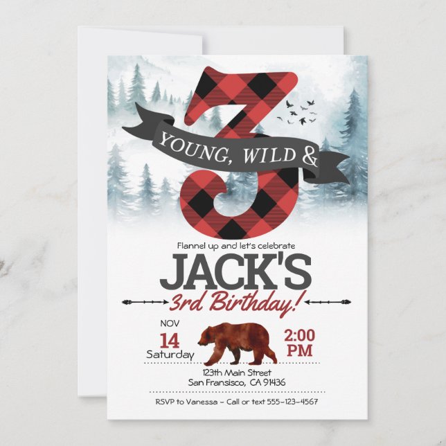 Invitation Young Wild & Three, Lumberjack 3e (Devant)