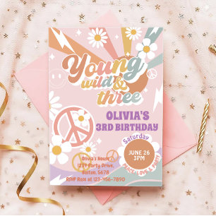 Invitation Young Wild Three Peach Love Party 3e anniversaire