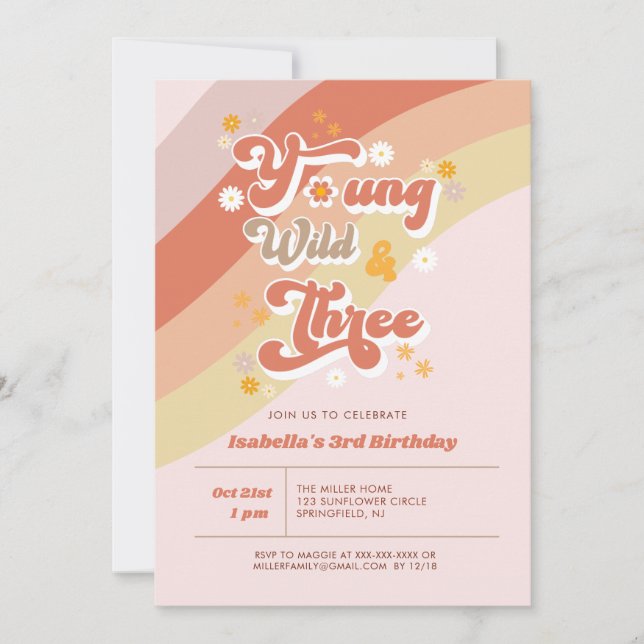 Invitation Young Wild & Three Retro 3e anniversaire (Devant)