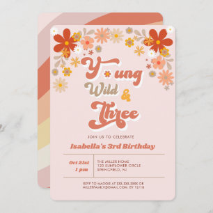 Invitation Young Wild & Three Retro 3e anniversaire