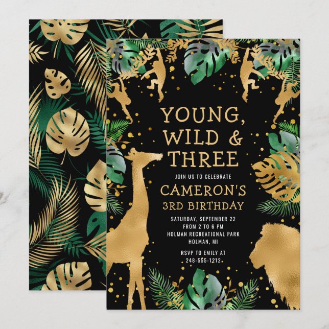 Invitation Young Wild Three Safari Green Black 3e anniversair (Devant / Derrière)
