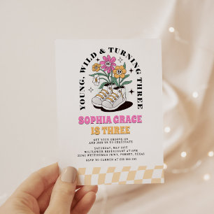 Invitation Young Wild Three Super Daisy 3e anniversaire