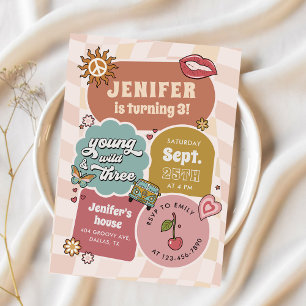 Invitation Young Wild & Three Super Daisy 3e anniversaire