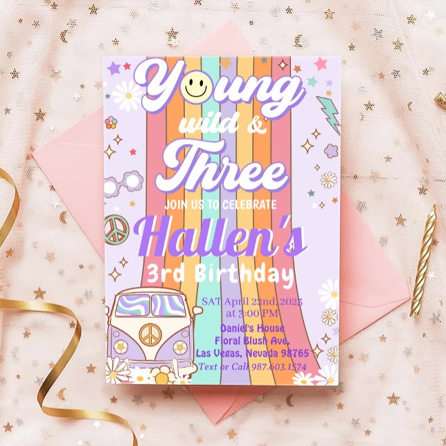 Invitation Young Wild & Three Super Rainbow 3e anniversaire (Créateur téléchargé)