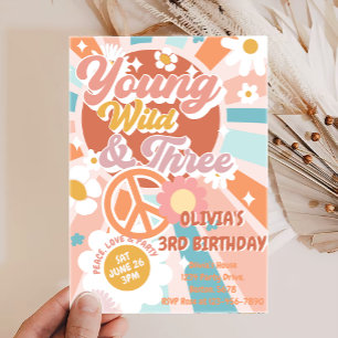 Invitation Young Wild Three Super Sunshine Boho 3e anniversai