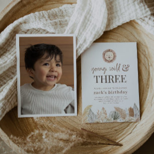 Invitation Young, Wild & Trois Feuilles Neutres Photo Invite