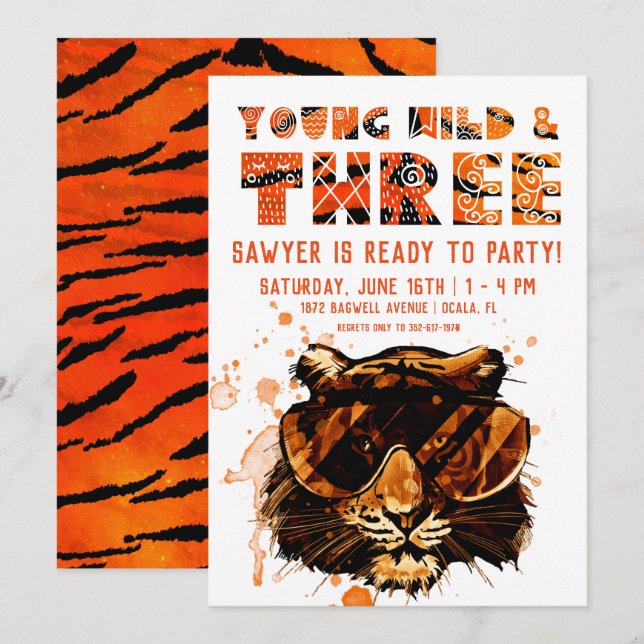Invitation Young, Wild & Trois | Tigre Punk (Devant / Derrière)