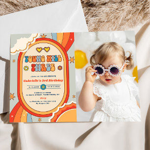 Invitation Young Will Trois Super Retro Rainbow Anniversaire