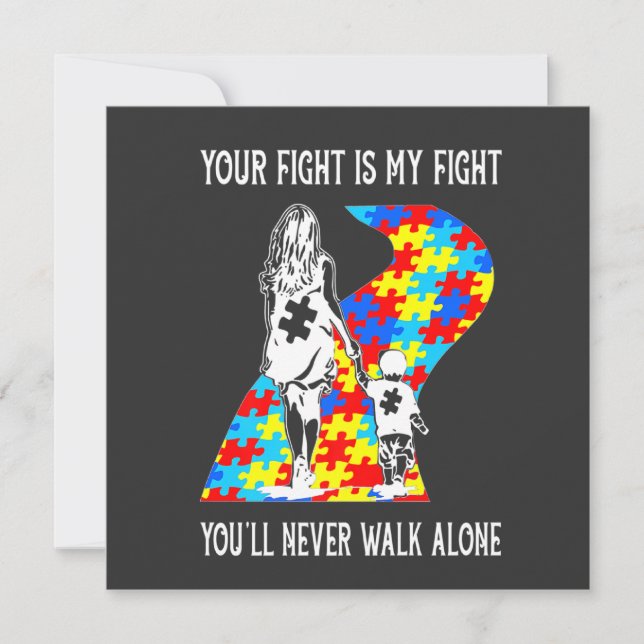 Invitation Your Fight Is My Fight Puzzle Ribbon Autism Mom Aw (Devant)
