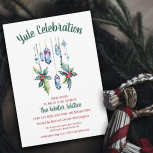 Invitation Yule Boho Cristaux Floral d'Hiver Solstice