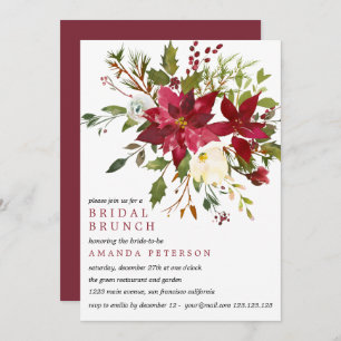 Invitation Yuletide PoinsettiaBouquet Mariage Brunch nuptial