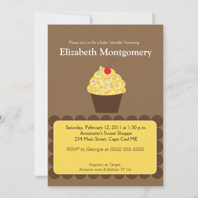 Invitation Yummy Baby shower Cupcake Parsemer 5x7 (Devant)