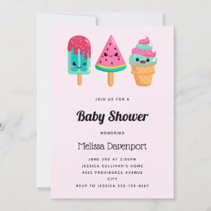 Invitation Yummy Ice Cream Trio Summer Vibe Baby shower