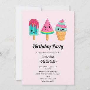 Invitation Yummy Ice Cream Trio Vibe été Anniversaire