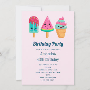 Invitation Yummy Ice Cream Trio Vibe été Anniversaire