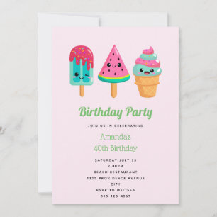 Invitation Yummy Ice Cream Trio Vibe été Anniversaire